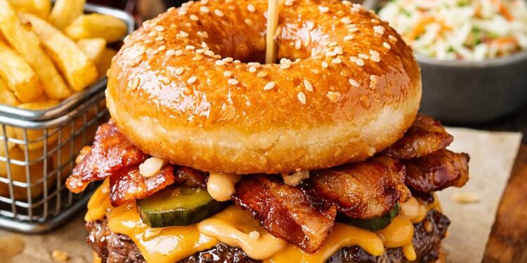 Deliciu nou apărut: Donut Burger – o combinație spectaculoasă de burger și gogoașă